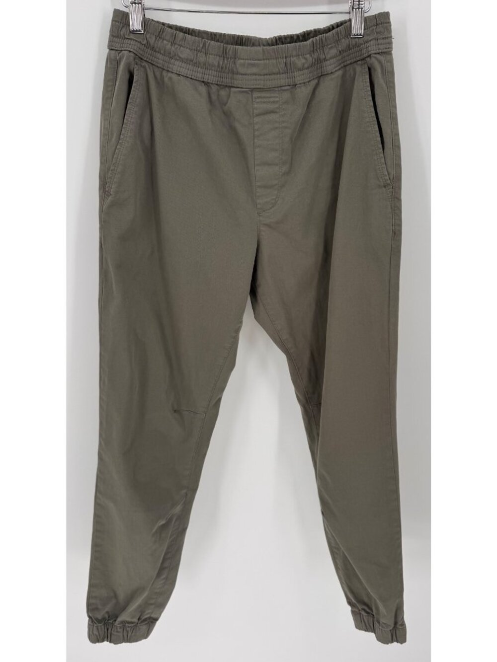 Zara Mens Olive Green Elastic Waistband Tapered Legs Jogger Pant Size M